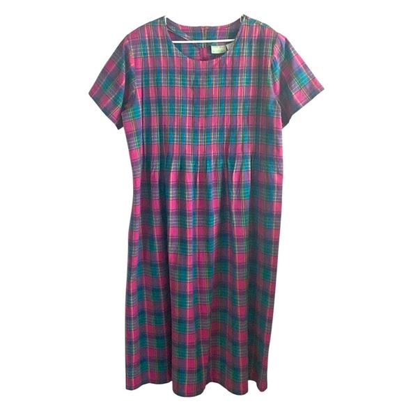 Vintage 220 Hickory Women’s Pink Plaid 100% Cotton Maxi Dress Plus Size XL - Picture 1 of 5